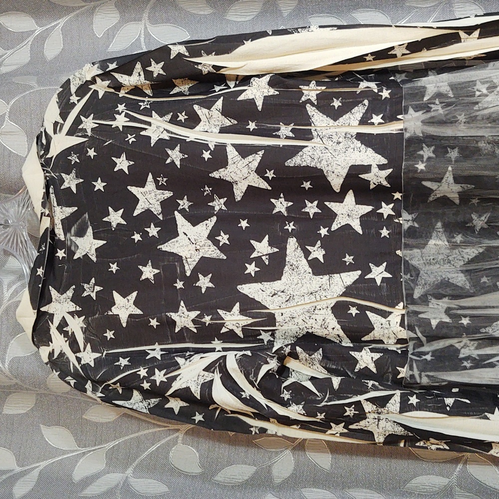 Origami Star-Print Tulle Duster Cardigen size XL - Picture 7 of 10